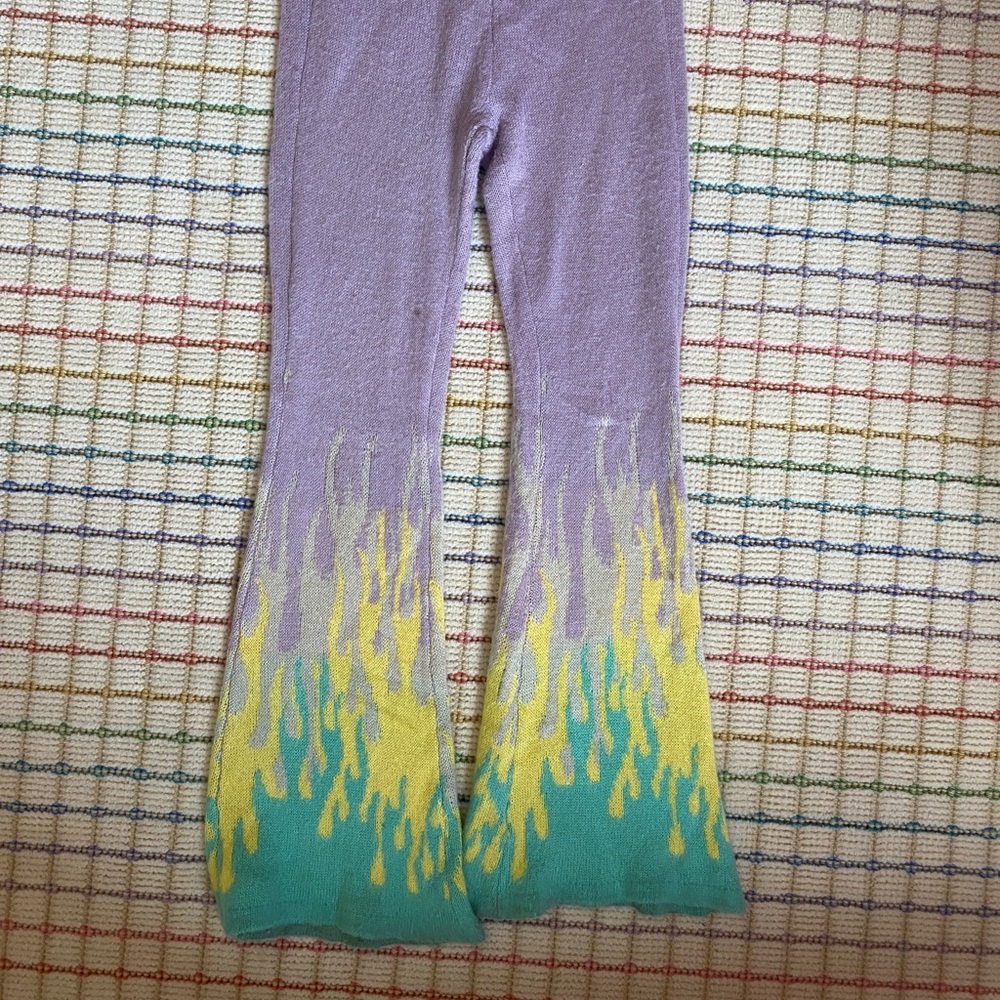 THE RAGGED PRIEST / FREE PEOPLE KNIT FLAME FLARE PANTS: size XS
